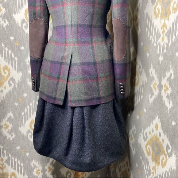 Ralph Lauren Charcoal Grey Camelhair Wool Blend Herringbone Tweed Pouf Skirt - Picture 7 of 16